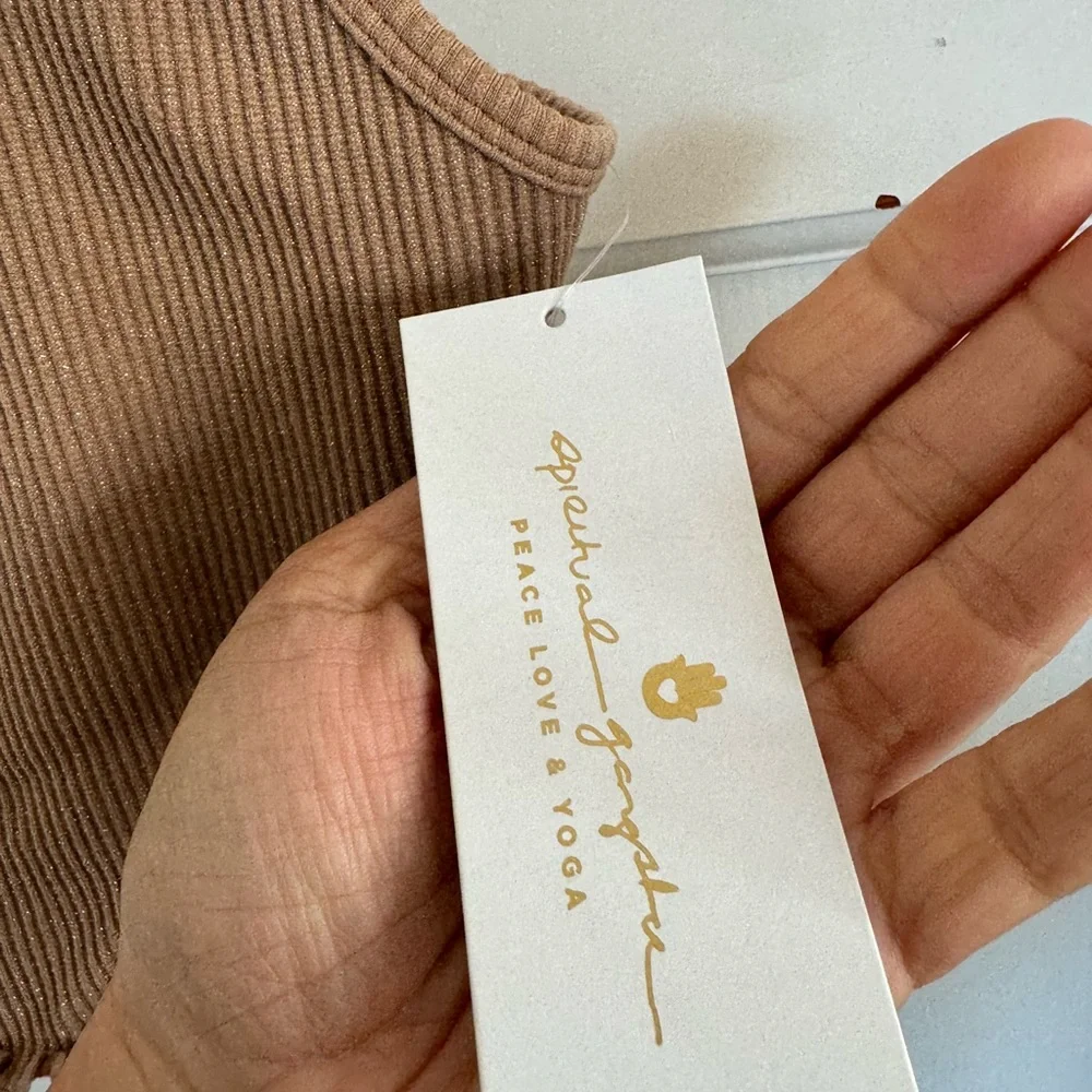 NWT Spiritual Gangster Amor Lurex metallic gold crop top size medium/large. - Picture 4 of 7